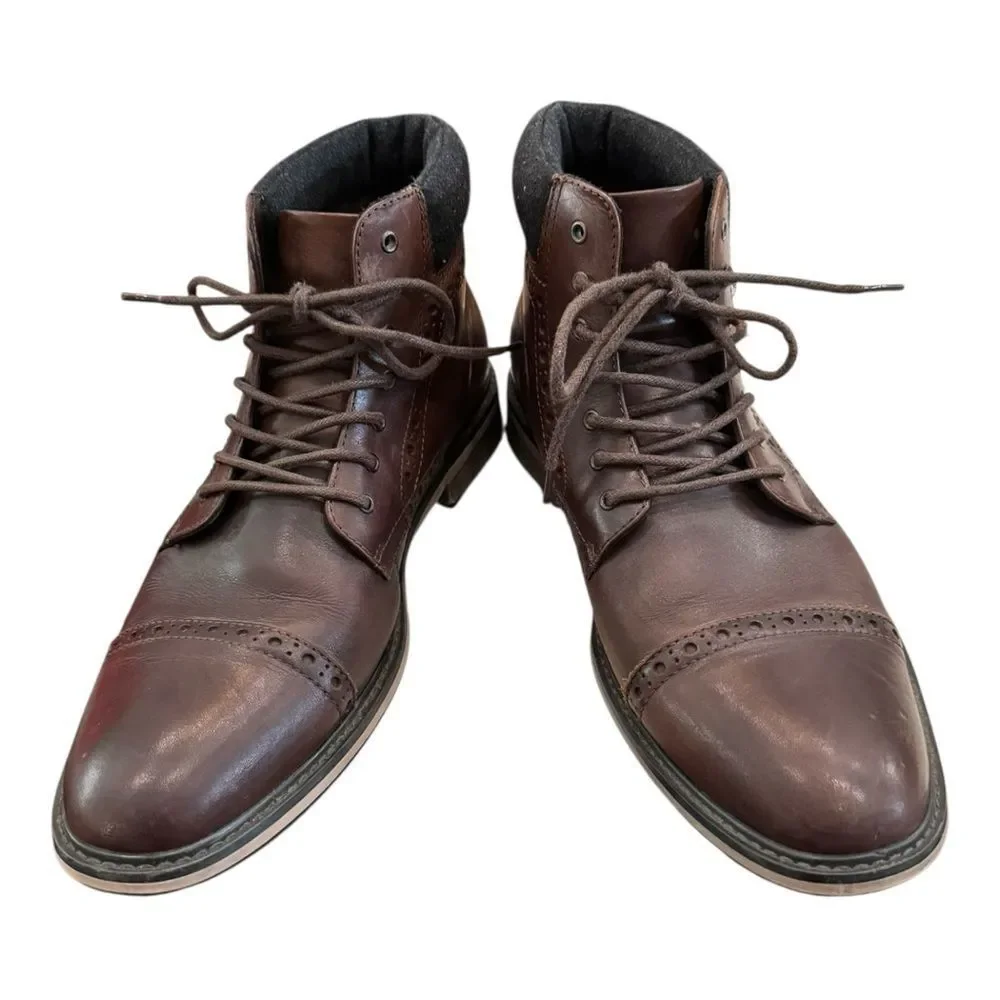 Express Men's Brown Leather Oxford Lace Dress Shoes 12